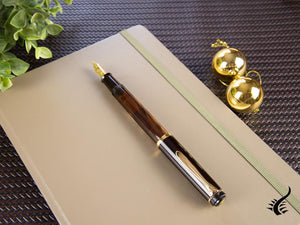 Pelikan M200 Brown Marbled Fountain Pen, Gold trim, 808897