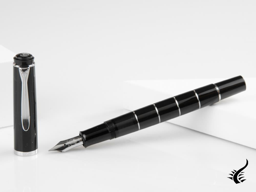 Pelikan M215 Fountain Pen, Black, Chrome trim, 948281