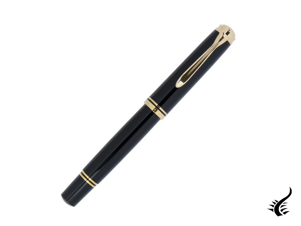 Stylo plume Pelikan M800, résine noire, garniture dorée, plume 18 carats, 995571