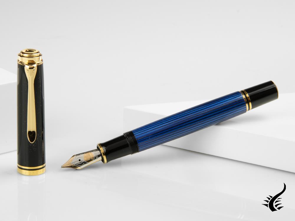 Stylo plume Pelikan M800, résine bleue, attributs dorés, 995951