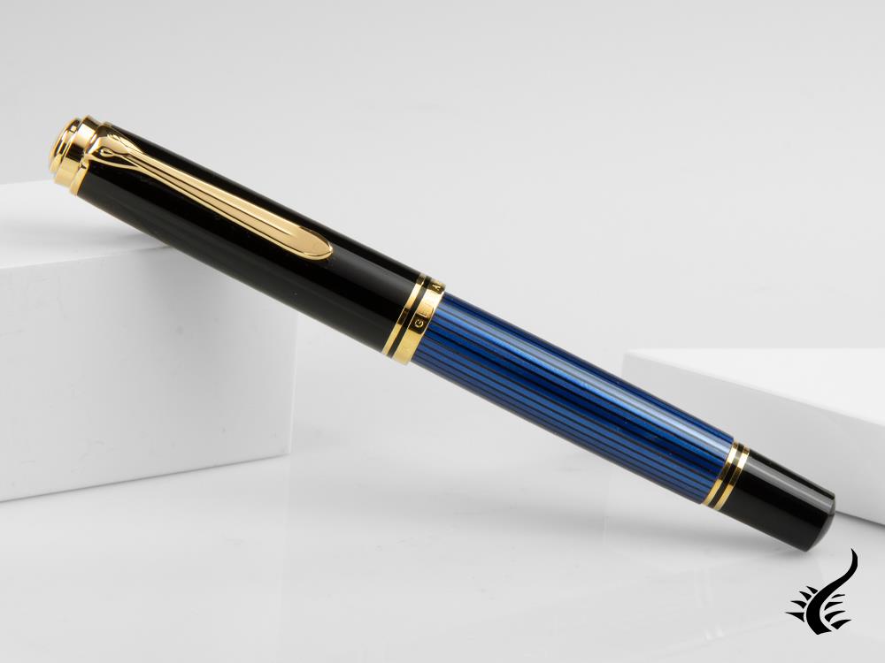 Stylo plume Pelikan M800, résine bleue, attributs dorés, 995951