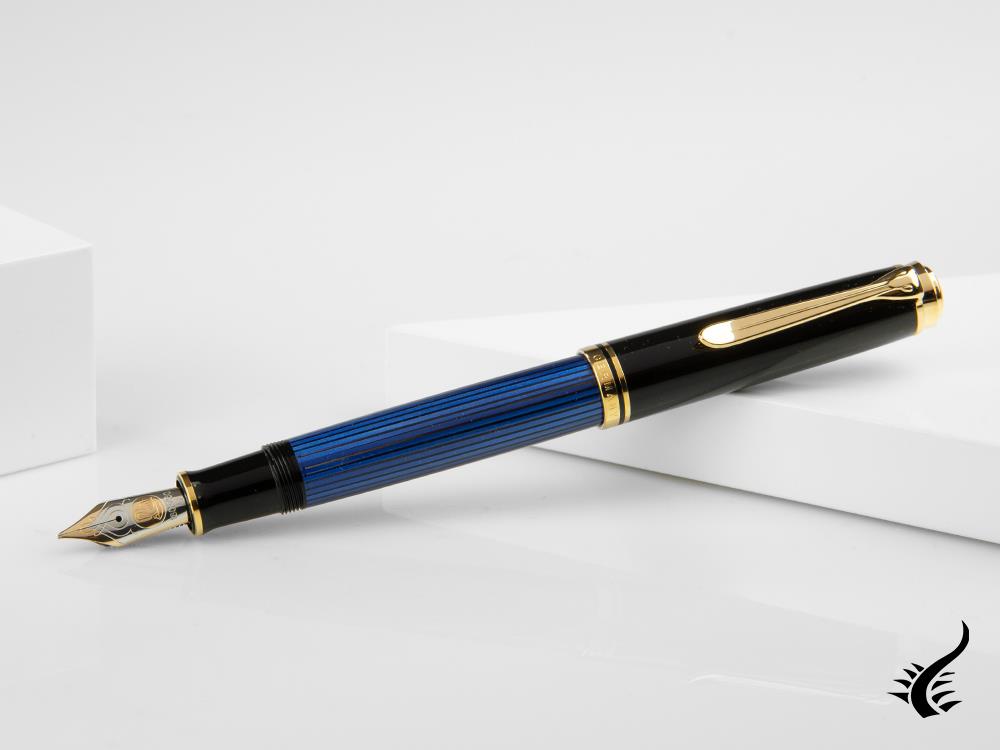 Stylo plume Pelikan M800, résine bleue, attributs dorés, 995951