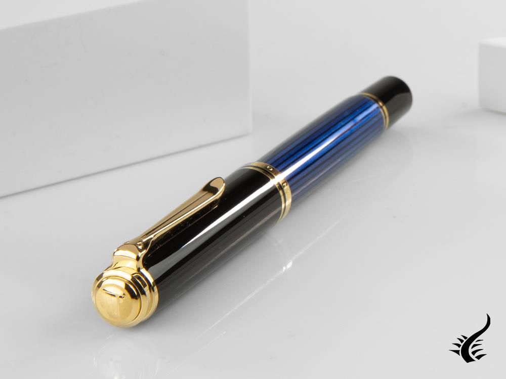 Stylo plume Pelikan M800, résine bleue, attributs dorés, 995951