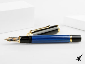 Stylo plume Pelikan M800, résine bleue, attributs dorés, 995951