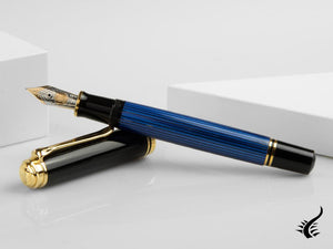 Stylo plume Pelikan M800, résine bleue, attributs dorés, 995951