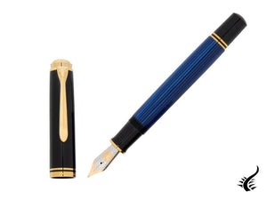 Stylo plume Pelikan M800, résine bleue, attributs dorés, 995951