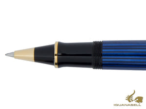 Stylo roller Pelikan R600, résine bleue, bordure dorée, 988246