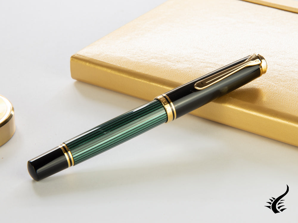 Pelikan R800 Rollerball pen, Green resin, Gold trim, 987990