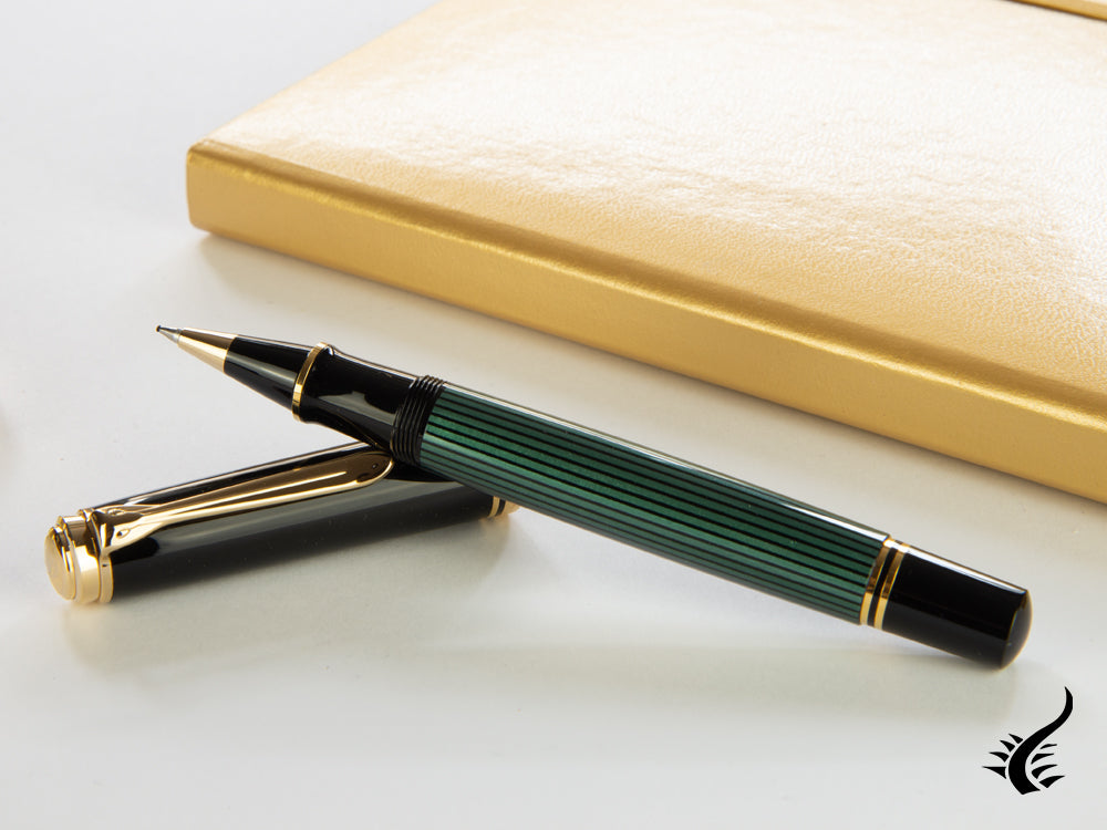 Pelikan R800 Rollerball pen, Green resin, Gold trim, 987990