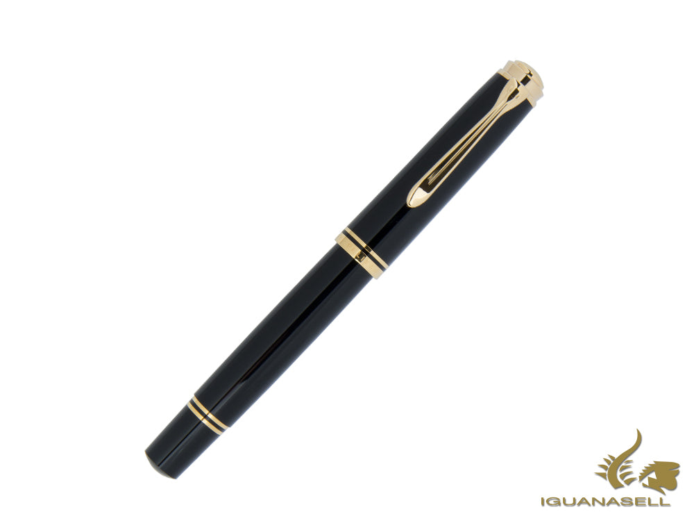 Stylo roller Pelikan Souverän R800, résine noire, bordure dorée, 997643