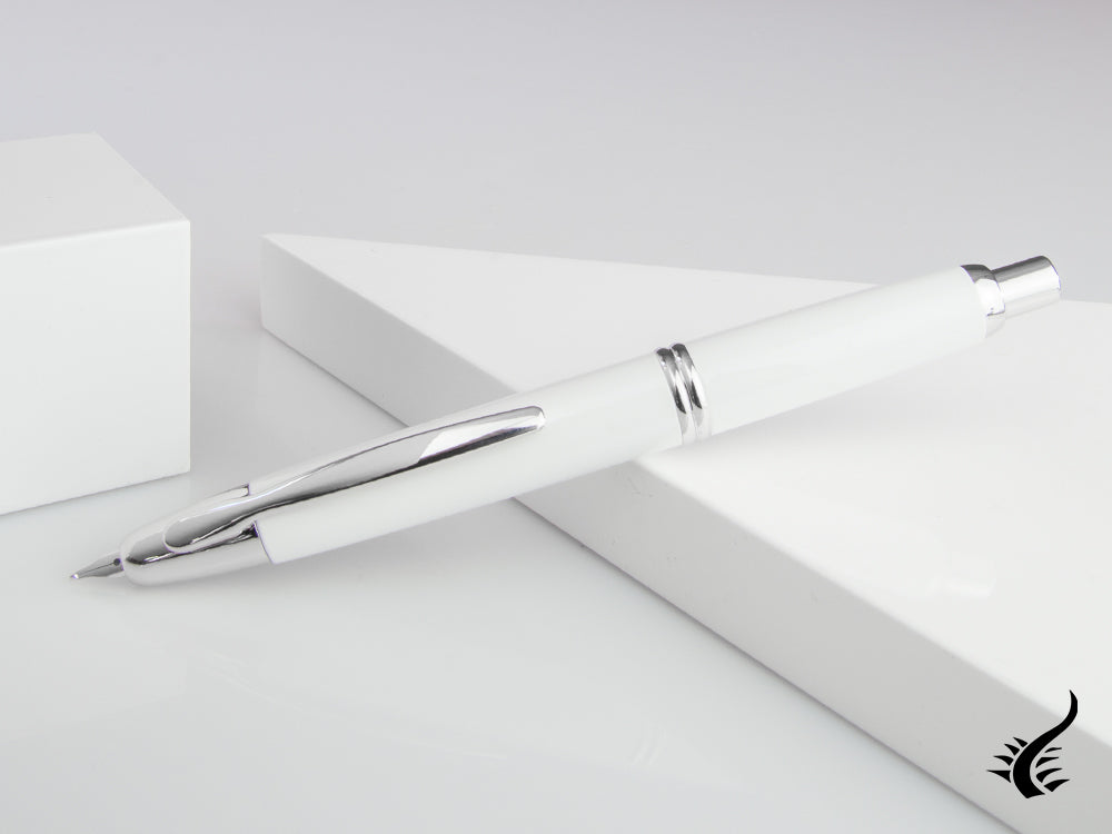 Pilot Capless Decimo Fountain Pen, Chrome, White, FK-1500D-RH-WHITE