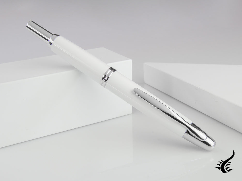 Stylo plume Pilot Capless Decimo, chrome, blanc, FK-1500D-RH-WHITE