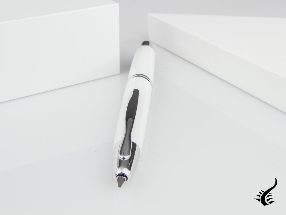 Stylo plume Pilot Capless Decimo, chrome, blanc, FK-1500D-RH-WHITE