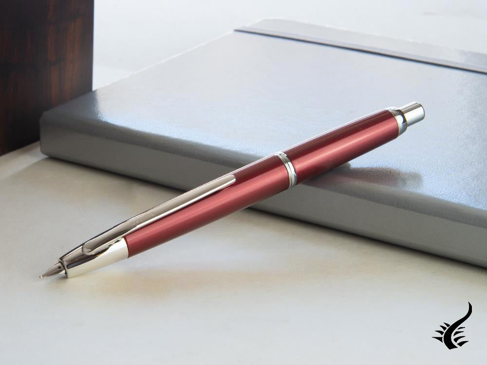 Pilot Capless Decimo Fountain Pen, Lacquer, Chrome, Red, FK-1500D-RH-RED