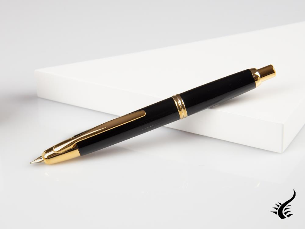 Pilot Capless Fountain Pen, Black, Gold, FK-1500-AU-BLACK