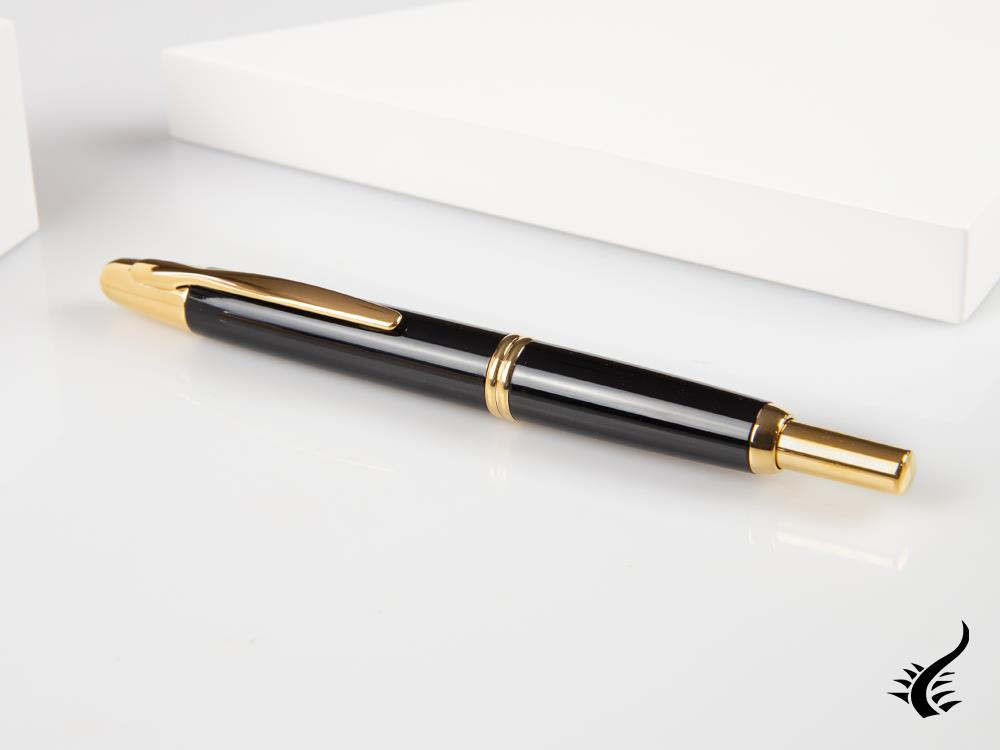 Pilot Capless Fountain Pen, Black, Gold, FK-1500-AU-BLACK