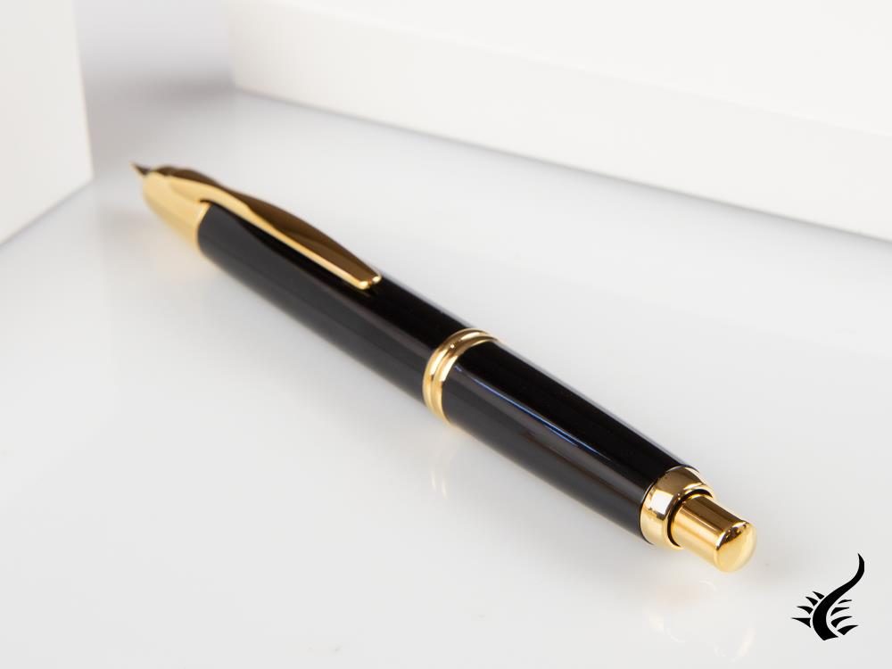 Pilot Capless Fountain Pen, Black, Gold, FK-1500-AU-BLACK