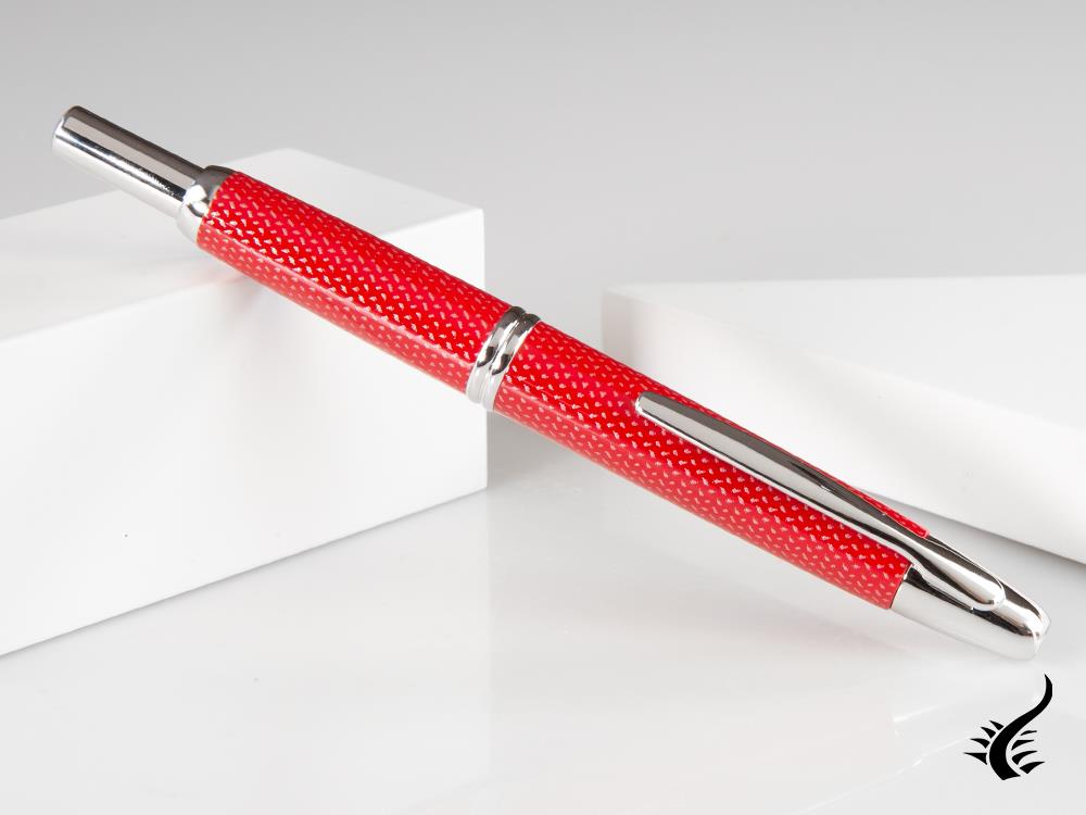 Pilot Capless Fountain Pen, Carbon fibre, Rhodium trim, Red