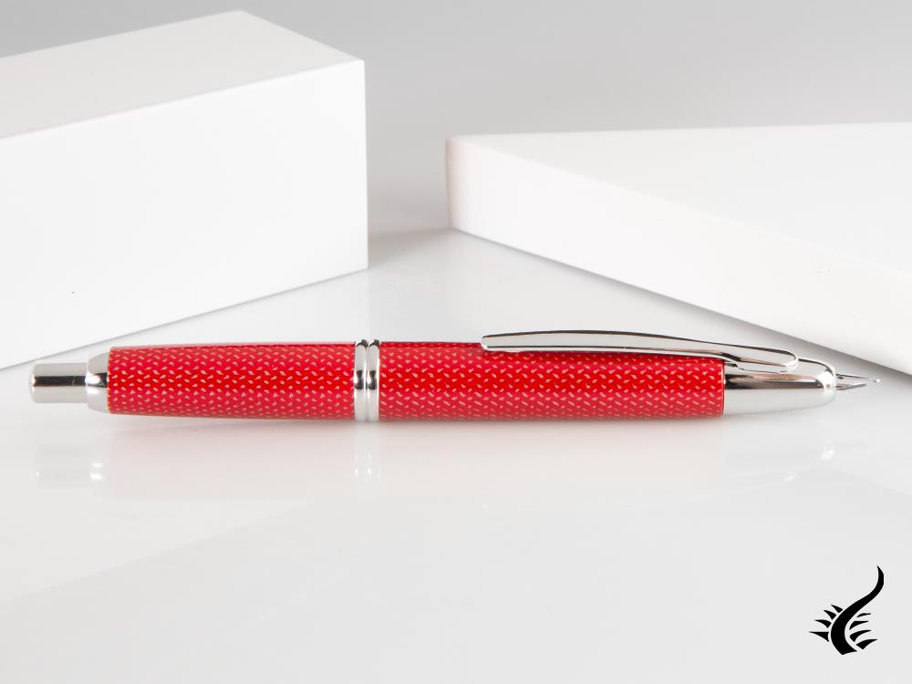 Pilot Capless Fountain Pen, Carbon fibre, Rhodium trim, Red