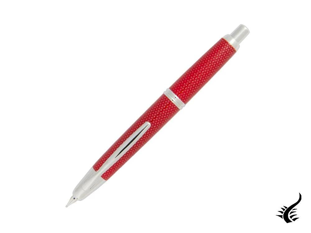 Pilot Capless Fountain Pen, Carbon fibre, Rhodium trim, Red