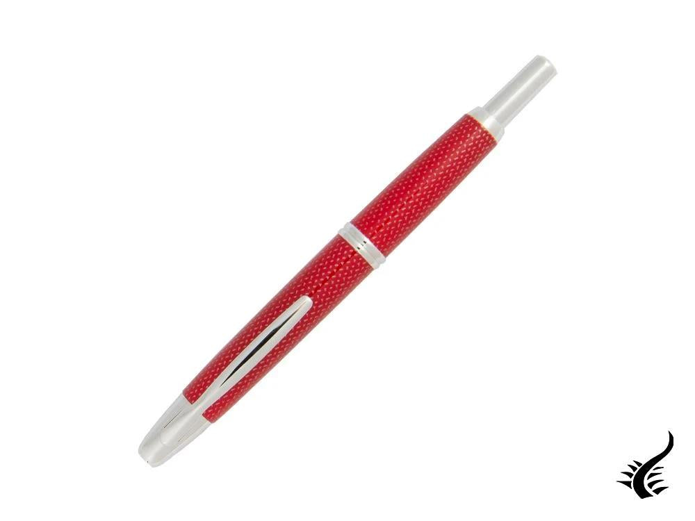 Pilot Capless Fountain Pen, Carbon fibre, Rhodium trim, Red