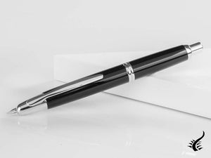 Pilot Capless Fountain Pen, Lacquer, Rhodium Trim, Black