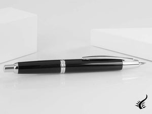 Pilot Capless Fountain Pen, Lacquer, Rhodium Trim, Black