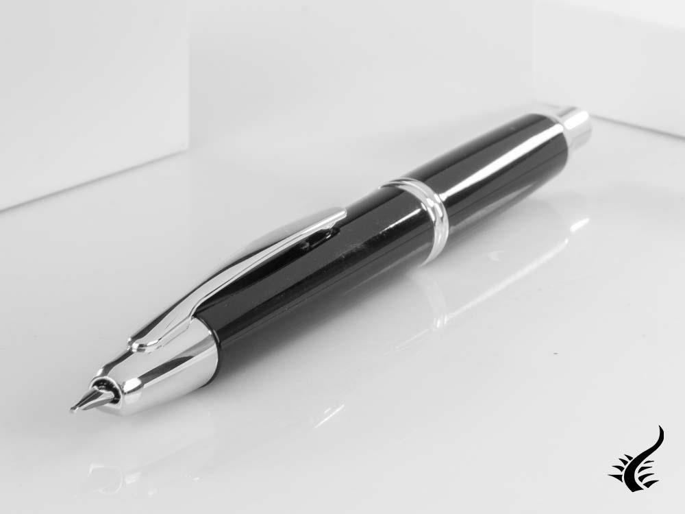 Pilot Capless Fountain Pen, Lacquer, Rhodium Trim, Black