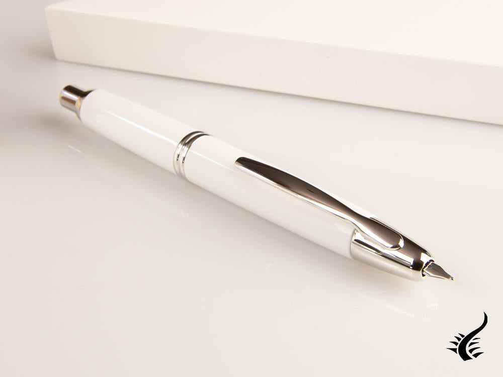 Pilot Capless Retractable Fountain Pen White, Chrome