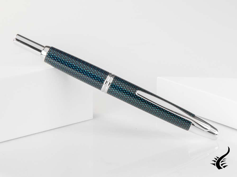 Pilot Capless Vanishing Blue Carbonesque Point Fountain Pen, Chrome