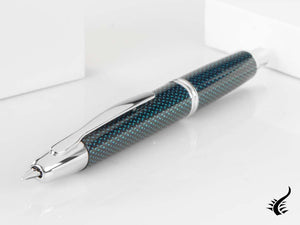 Pilot Capless Vanishing Blue Carbonesque Point Fountain Pen, Chrome