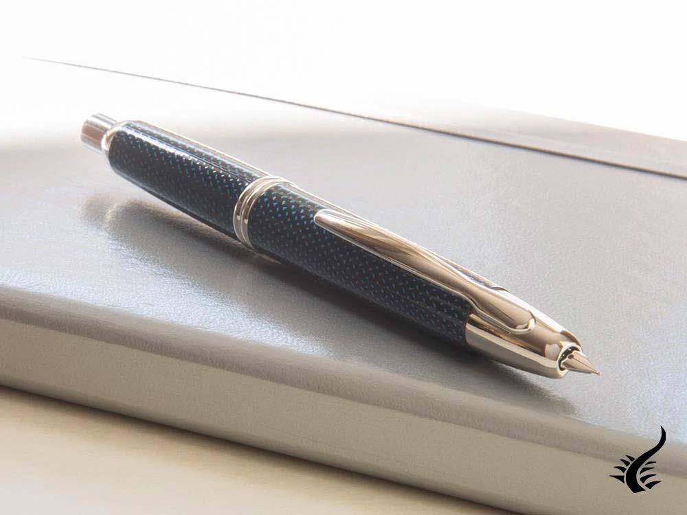 Stylo plume Pilot Capless Vanishing Carbonesque Point bleu, chrome