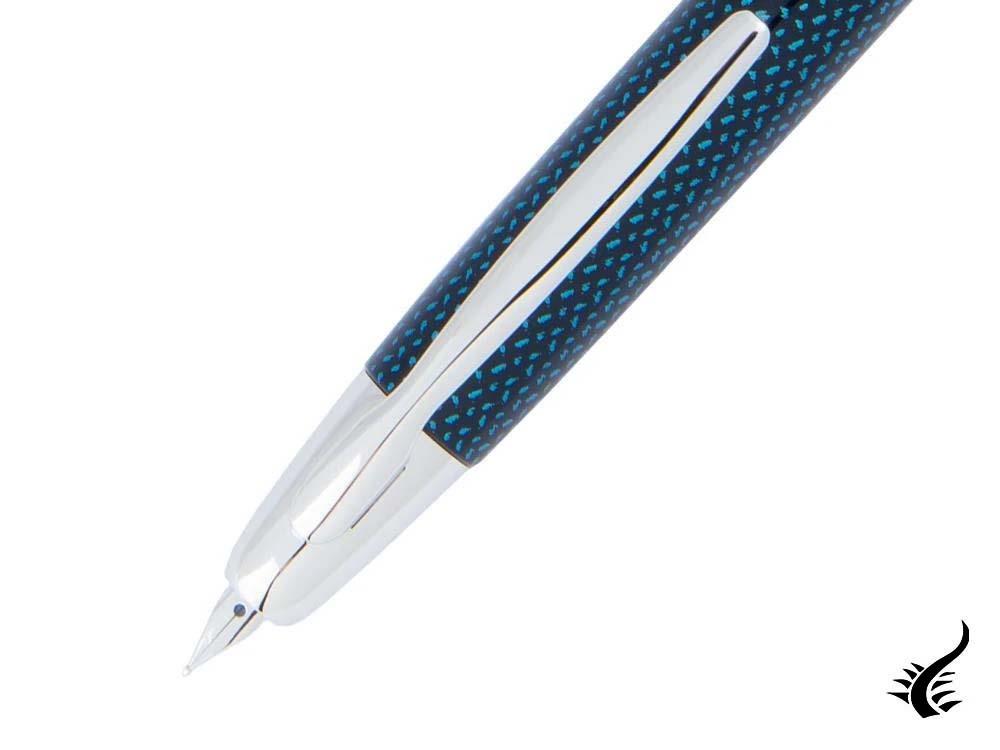 Pilot Capless Vanishing Blue Carbonesque Point Fountain Pen, Chrome