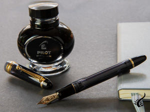 Stylo plume Pilot Custom 823, résine acrylique, attributs dorés, noir, NC823N