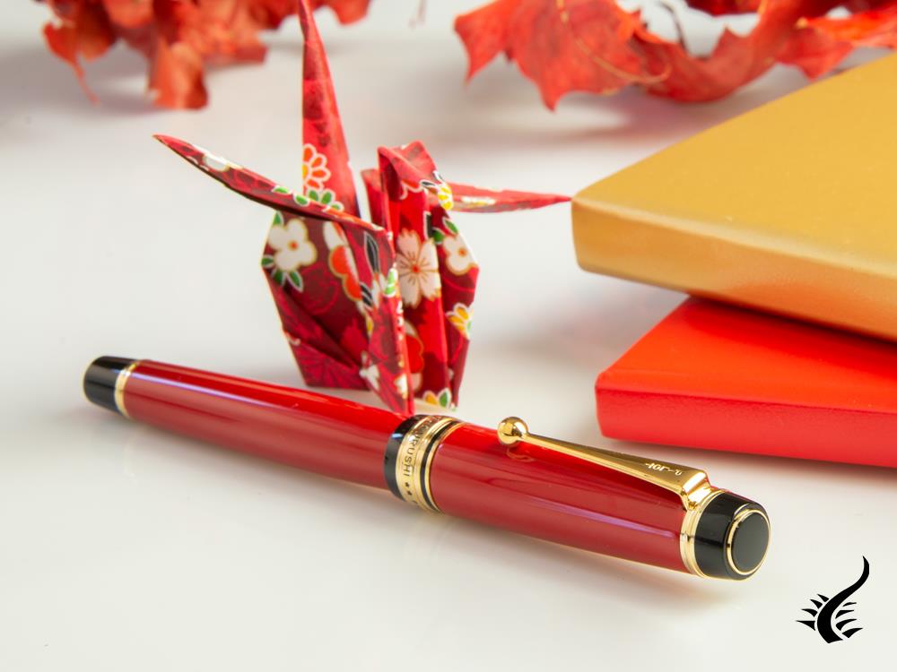 Pilot Custom 845 Red Fountain Pen, Ebonite and Urushi lacquer, FKV-5MR-R