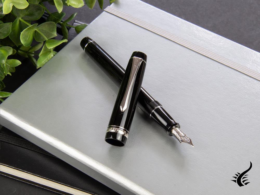Pilot Custom Heritage 91 Fountain Pen, Resin, Chrome, Black, NH91N
