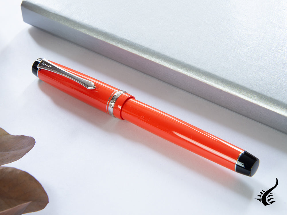 Pilot Custom Heritage 91 Fountain Pen, Resin, Chrome, Orange, NH91R