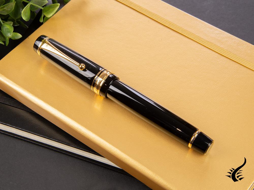 Stylo plume Pilot Custom Urushi, ébonite, finition dorée, noir, NPUN