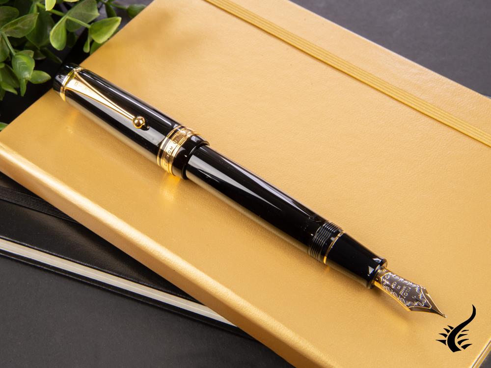 Stylo plume Pilot Custom Urushi, ébonite, finition dorée, noir, NPUN