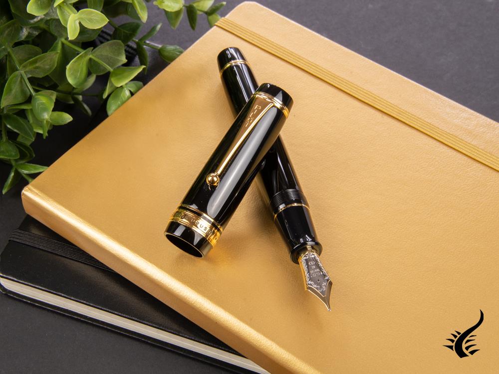 Pilot Custom Urushi Fountain Pen, Ebonite, Gold trim, Black, NPUN