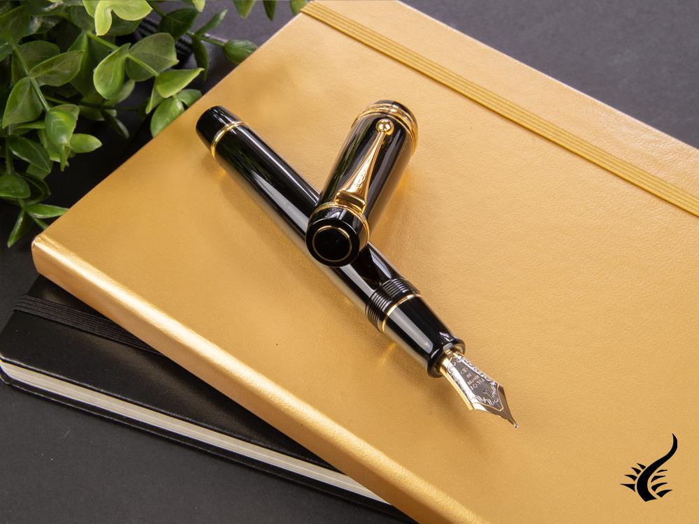 Pilot Custom Urushi Fountain Pen, Ebonite, Gold trim, Black, NPUN