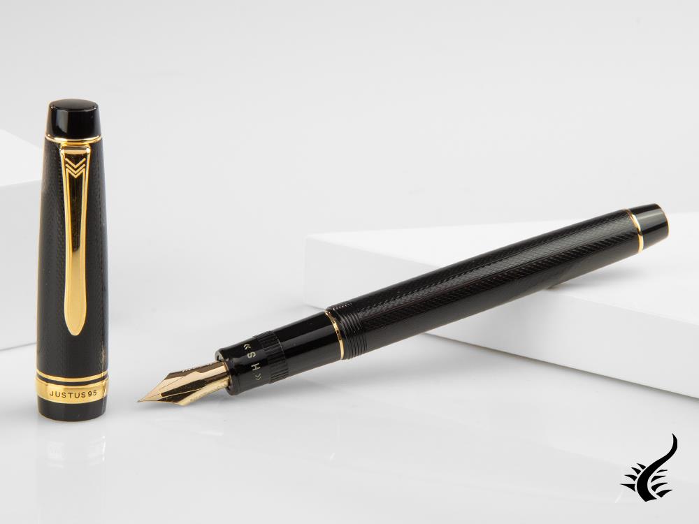 Stylo plume Pilot Justus 95, résine, plaqué or, noir, FJ-3MR-NB-NT