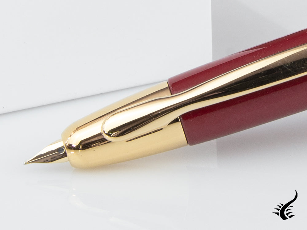 Pilot Retractable Fountain Pen, Gold, Red, "Capless"