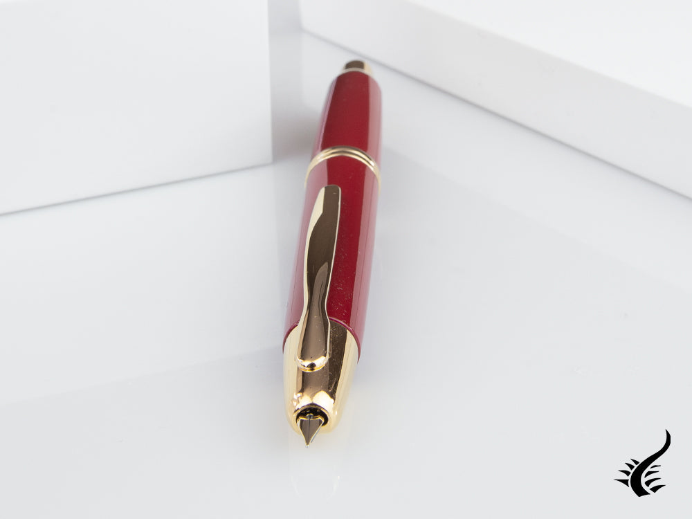 Pilot Retractable Fountain Pen, Gold, Red, "Capless"