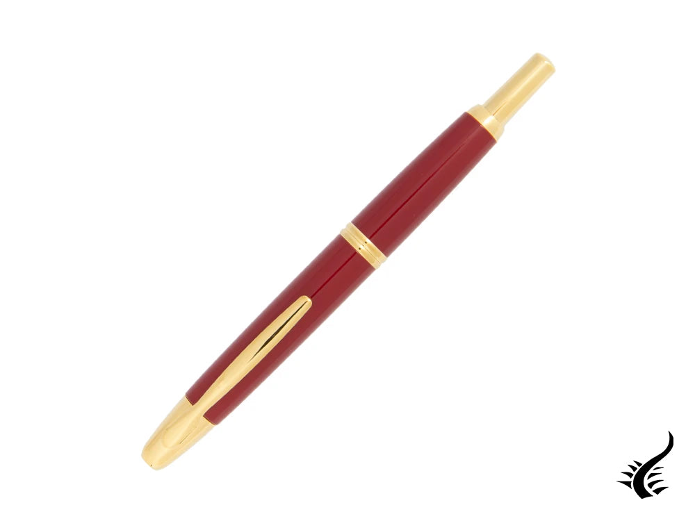 Pilot Retractable Fountain Pen, Gold, Red, "Capless"