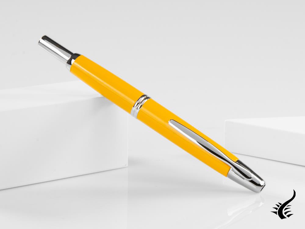 Stylo plume rétractable Pilot, jaune, sans capuchon, laqué, chrome