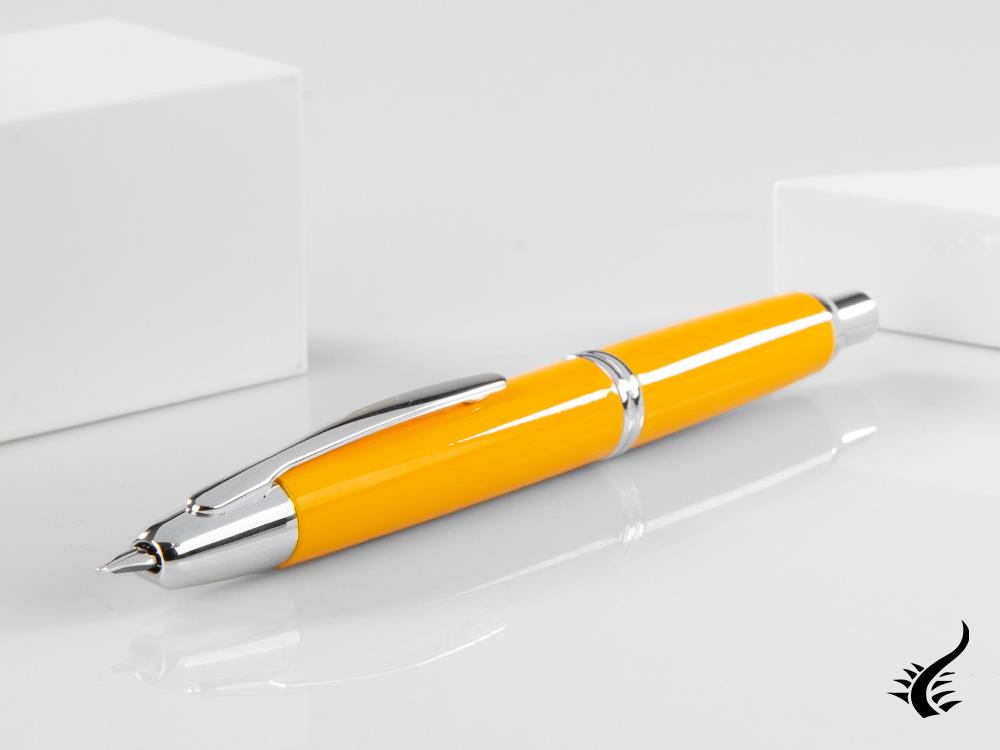 Pilot Retractable Fountain Pen Yellow Capless, Lacquer, Chrome