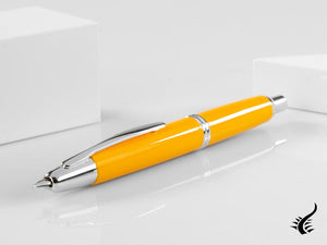 Stylo plume rétractable Pilot, jaune, sans capuchon, laqué, chrome