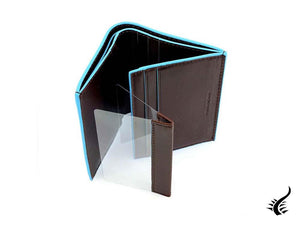 Piquadro Blue Square Wallet, Leather, Brown, 7 Cards, PU3244B2/MO