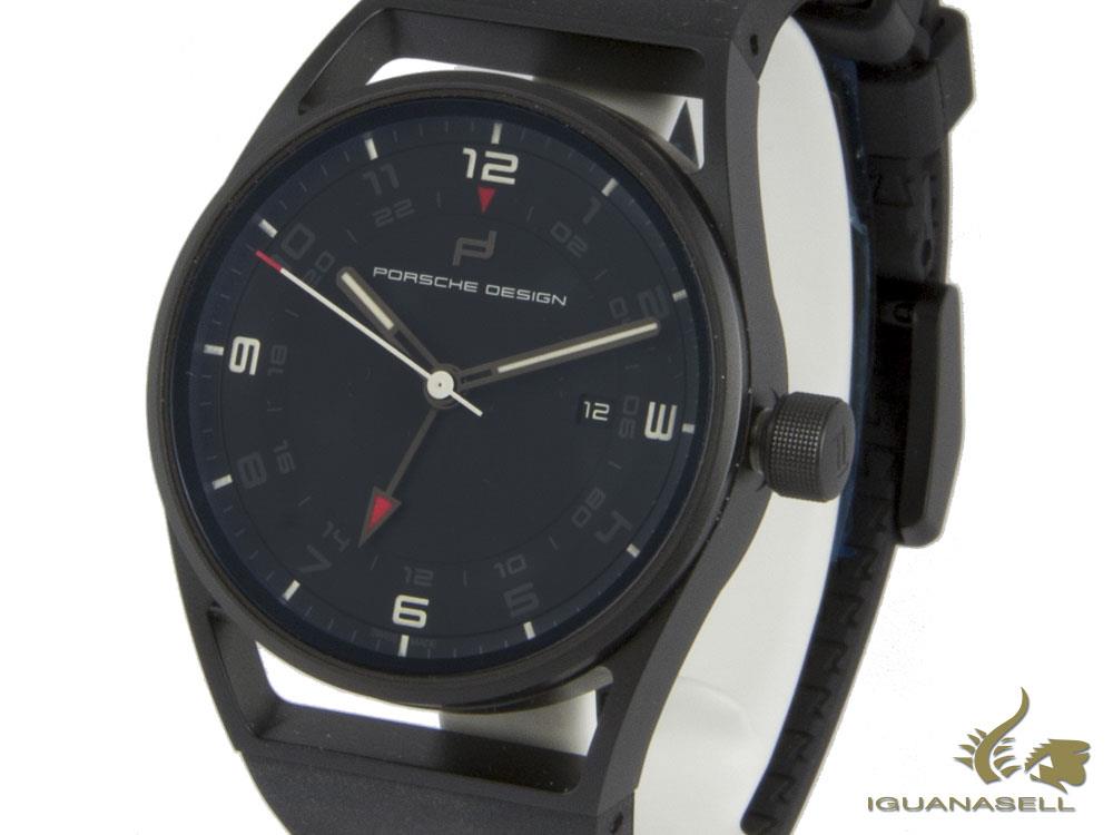 Montre automatique Porsche Design 1919 Globetimer, titane, noir et caoutchouc